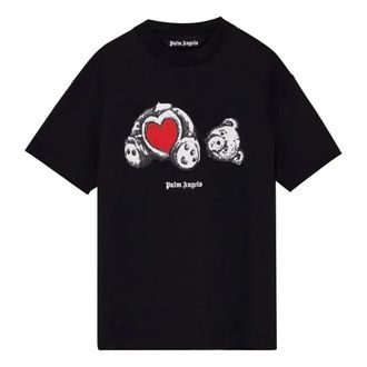 Palm Angels Bear In Love Classic Tee Black White PMAA001S21JER0211001
