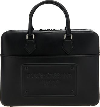 Dolce & Gabbana Black Lamb Leather Tote Mens Bag