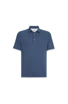 Brunello Cucinelli Piqu&eacute; polo shirt in Azure at Nordstrom, Size Xxx-Large Eu