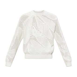 Max Mara Round-neck Knitwear, female, White, Size: XS Salvo Sweater