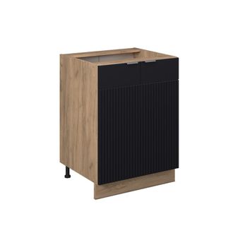 Vicco Mueble Bajo De Cocina Fame-line, Rayas Negras, 60 Cm Sin Encimera, Vicco