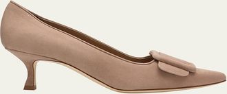 Manolo Blahnik Maysale Suede Buckle Pumps