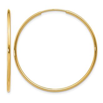 Diamond2Deal 14k Yellow Gold 1.20mm Round Hoop Earring 35 mm