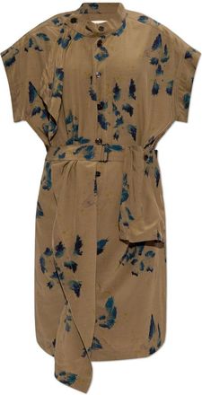 Christophe Lemaire asymmetric floral-print dress - women - Viscose - 42 - Green