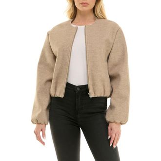 Socialite Bubble Hem Crop Jacket in Oatmeal at Nordstrom Rack, Size Large