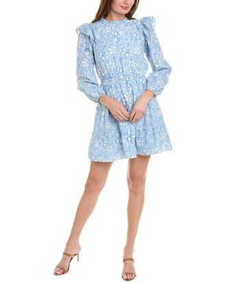 Sail to Sable Sail To Sable Ruffle Neck Silk-Blend Mini Dress