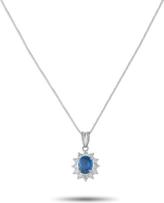 Luxury Bazaar Platinum 0.44ct Diamond and Sapphire Pendant Necklace MF16-011426