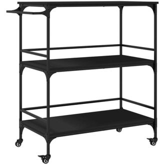 vidaXL Carrito De Cocina Madera De Ingenier&iacute;a Negro 100,5x50x105 Cm Vidaxl