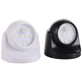 OEM (blanco Y Negro, 1 De Cada) Aplique De Pared Exterior Inal&aacute;mbrico A Pilas Con Sensor De Movimiento, Led, Rotaci&oacute;n De 360&deg;