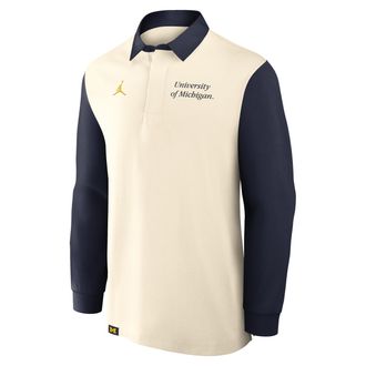 Nike Jordan Mens Michigan Rugby Jordan Brand College Long-Sleeve Top in Brown | 0JJY0C38MWN-4PK