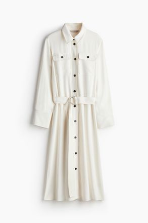 H&M Blusenkleid mit G&uuml;rtel - Weiss