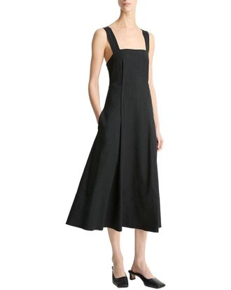 Vince Square Neck Linen-Blend Tank Dress