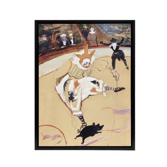 Artery8 Medrano Circus With a Piglet Framed Canvas Wall Art Print Lautrec in Beige | Size: W24 x H32
