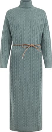 PESERICO Wollen coltrui jurk van zijde en kasjmier - Dames - Kleedjes - Groen - L - Wol - Kleedjes