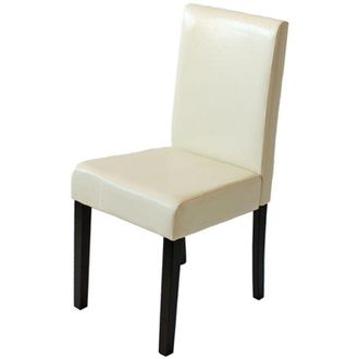 Hhg Hhg - Silla De Comedor Littau, Silla De Cocina Silla, Polipiel, Crema, Patas Oscuras