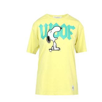 Philosophy di Lorenzo Serafini Tops, Dames, Geel, S, Katoen, Snoopy Print Oversized T-shirt
