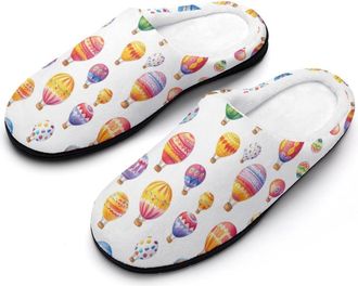 Generic Colorful Hot Air Ballons Mens Slippers Memory Foam Winter Warm Sandals Slip On House Shoes Size 7-14