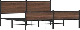 vidaXL Metal Bed Frame without Mattress Brown Oak 200x200 cm Vidaxl