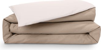 Emma Bettdeckenbezug 140x200 - 100% Perkal aus natürlicher Baumwolle - Beige & Creme