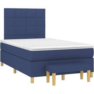 vidaXL Cama Box Spring Con Colch&oacute;n Tela Azul 120x200 Cm Vidaxl