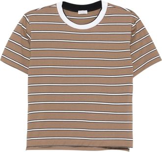 Brunello Cucinelli Brown Round Neck Striped T-shirt