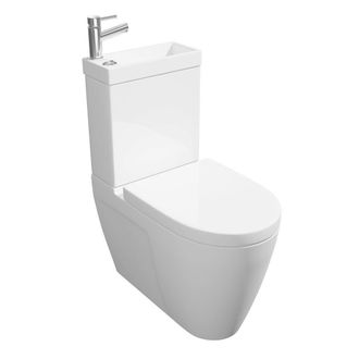 Clifton Premium CLOSED BACK COMBO Rimless Pan Toilet Set & Right Hand Basin in White