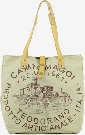 Campomaggi Borsa shopper Genziana stampa Teodorano verde