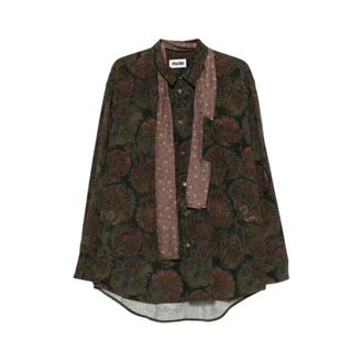 Magliano Casual Shirts, male, Green, Size: M Floral Button-front Shirt