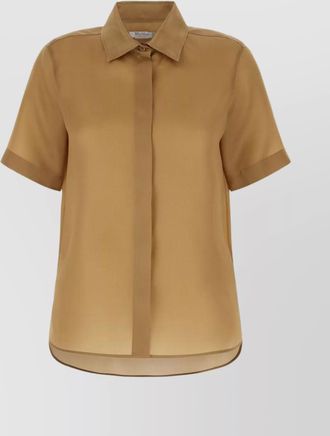 Max Mara silk shirt with pointed collar and rounded hemline
