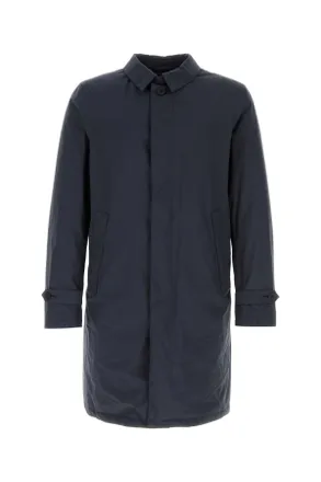 Herno Navy Blue Nylon Trench Coat