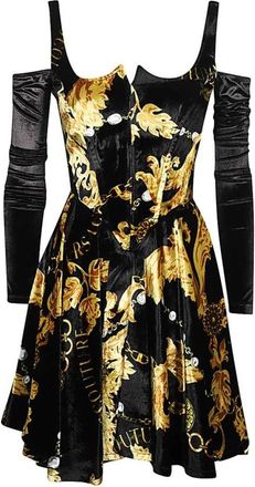 Versace Jeans Couture Uitlopende Jurk met Cut-Out Details - Dames - Korte kleedjes - Veelkleurig - XS - Polyester - Kleedjes