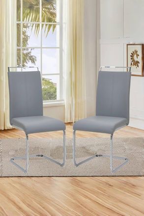 Living and Home 2pcs Metal PU Leather Upholstered High Dining Chairs