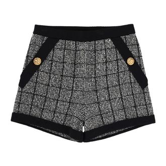 Balmain Buttoned Light Tweed Knit Shorts - female - Balmain - Short Shorts - Black - XS - Shorts