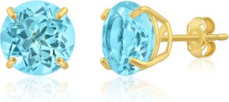 MAX + STONE 14k Yellow or White Gold 9mm Round Large Gemstone Stud Earrings
