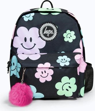 Hype Womens Hype Iconic Girls Black Happy Flower Backpack