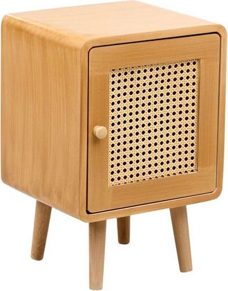 Beliani Beliani - Mesita De Noche Frente De Rat&aacute;n Sint&eacute;tico Chapa De Mdf Mesilla Estilo Boho Trenza Vienesa Marr&oacute;n Claro Lefroy