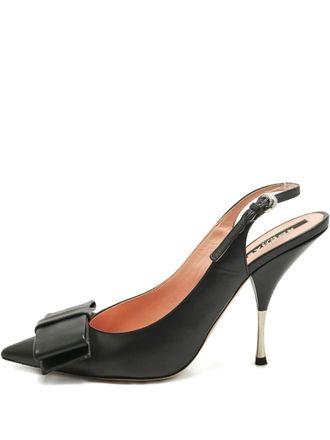 Rochas leather bow-detail slingback pumps - Black