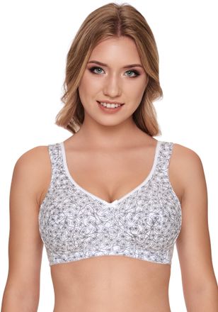 Susa B&uuml;gelloser BH SUSA Prints, Damen, Gr. 100, Cup C, grau (wei&szlig;, grau), Obermaterial: 93% Baumwolle, 5% Polyamid, 2% Elasthan, BHs B&uuml;gelloser BH, breite 