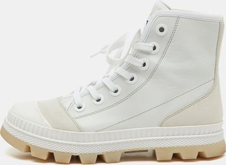 Jimmy Choo London White Leather And Suede High Top Sneakers