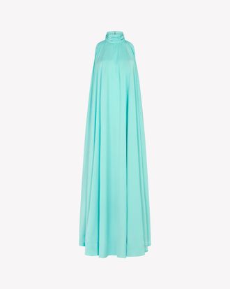 Serena Bute Draped Full Length Dress - Aqua