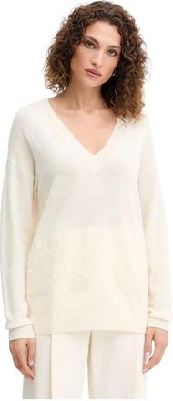 Ermanno Scervino Firenze V-neck Sweater - Dames - V-hals truien - Beige - S - Wol - Truien & Vesten