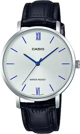 Casio Womens White Dial Black Leather Strap Watch - LTP-VT01L-7B1UDF