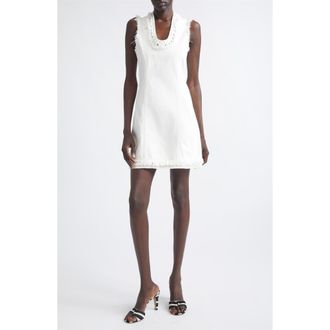 Ferragamo Fringed Denim Minidress in Mascarpone at Nordstrom, Size 2 Us