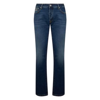 Moorer Heren, Jeans, Blauw, Maat: W35 Katoen