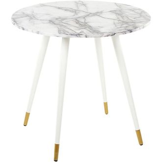 Beliani Beliani - Tavolo da pranzo bianco dorato 80 cm mdf marmo gambe in metallo Gutiere