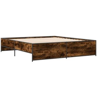 vidaXL Vidaxl - Estructura Cama Madera Ingenier&iacute;a Metal Roble Ahumado 200x200cm