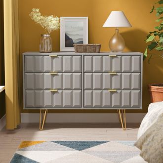 Welcome Furniture Hanover Ready Assembled 6 Drawer Wide Chest in Dusk Grey - Welcome Furniture | TJ Hughes