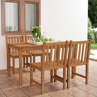 vidaXL Conjunto De Comedor De Jard&iacute;n 5 Piezas Madera Maciza De Teca Vidaxl