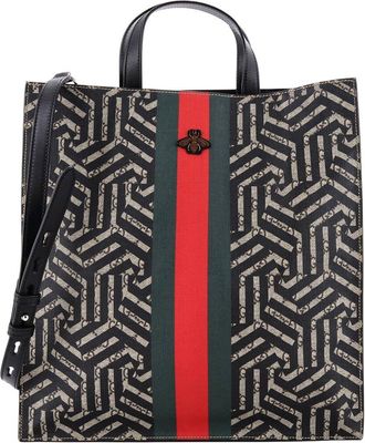 Gucci Brown Gg Coated Canvas Convertible Soft Open Tote Caleido (Authentic Pre-Loved)