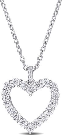 Mimi & Max 3/5ct DEW Created Moissanite Open Heart Pendant with Chain in Sterling Silver